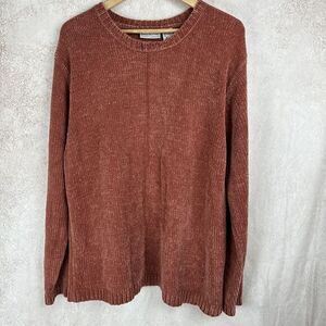 Adrian‎ Delafield Chenille Sweater Womens Large Brown Soft Cozy Relaxed